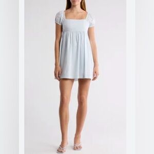 ABOUND Babydoll 100% Cotton  Dress in baby blue NWOT